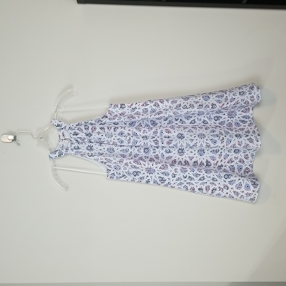 CECE Red White Blue Geometric Sleeveless Halter Style Dress